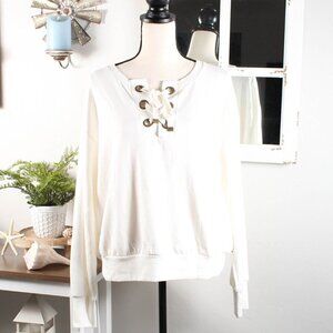 Jones.& CO Long Sleeve Top, Laced Up, NWT